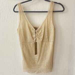 Vintage Larsen New York Lace Y2K Tank Sleeveless Cami Cream Neutral L